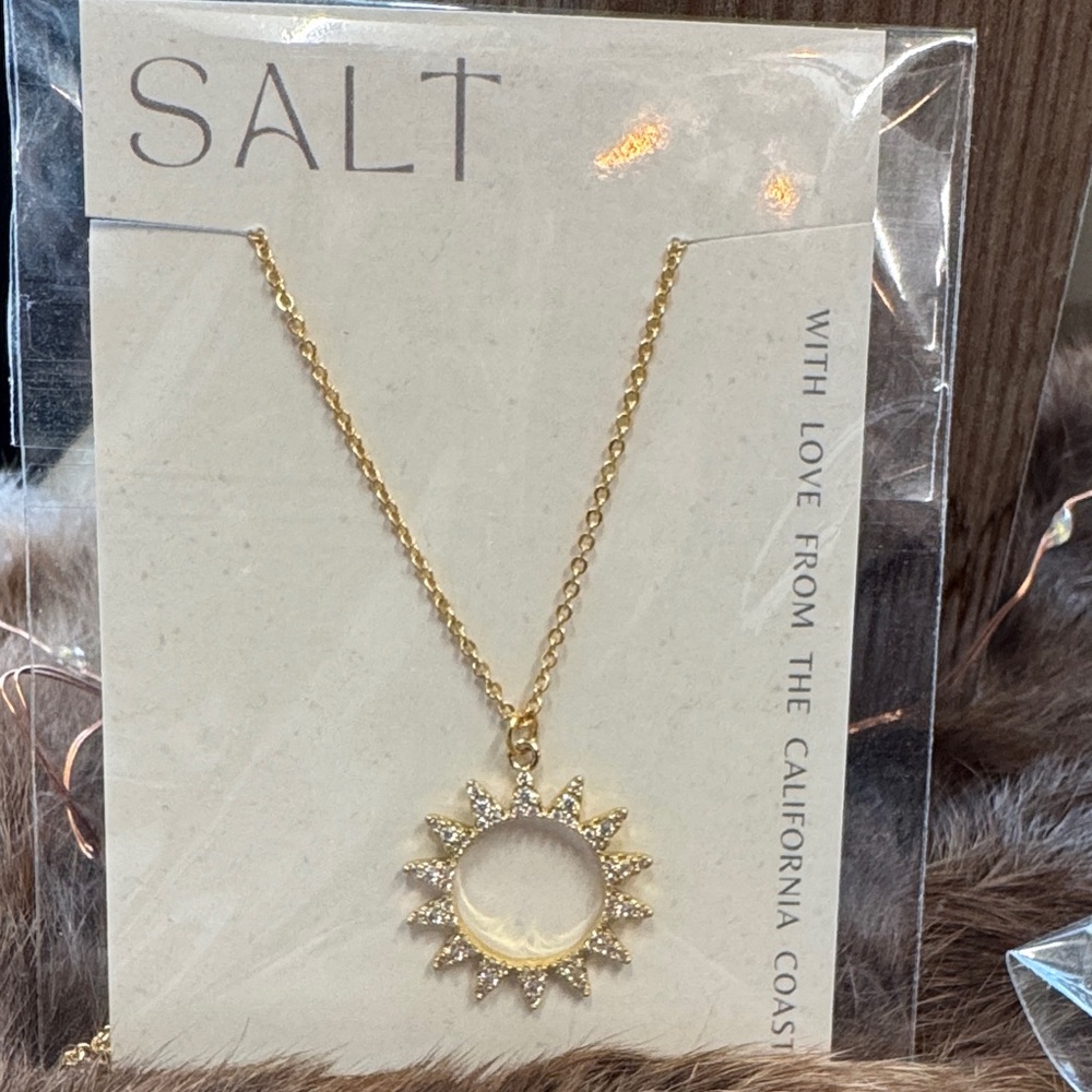 Gold Sunburst Pendant Necklace 14k gold plated